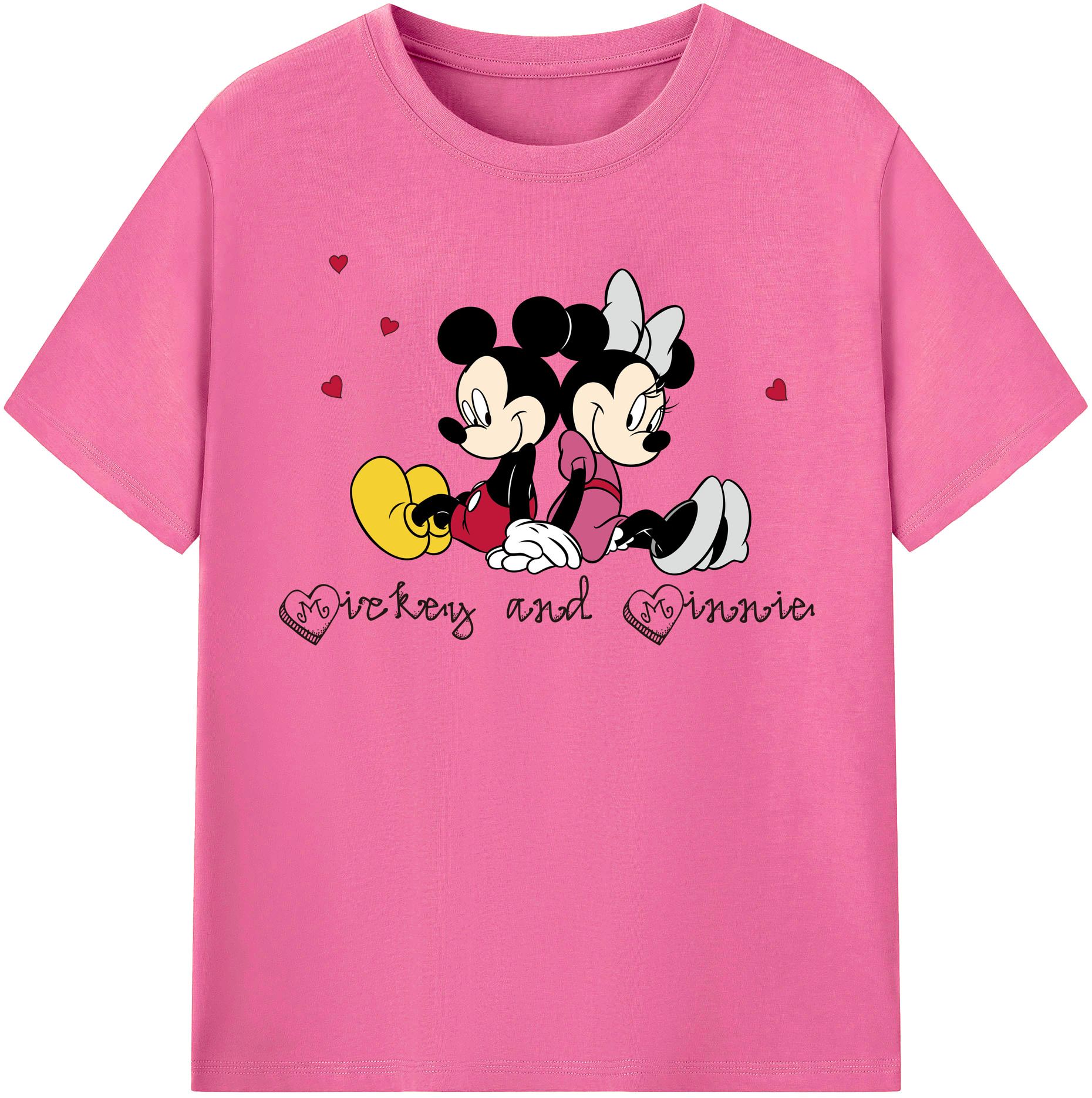 （画像用） ミッキーマウス Mickey Mouse レディースカジュアルプリントTシャツ（綿100％）
